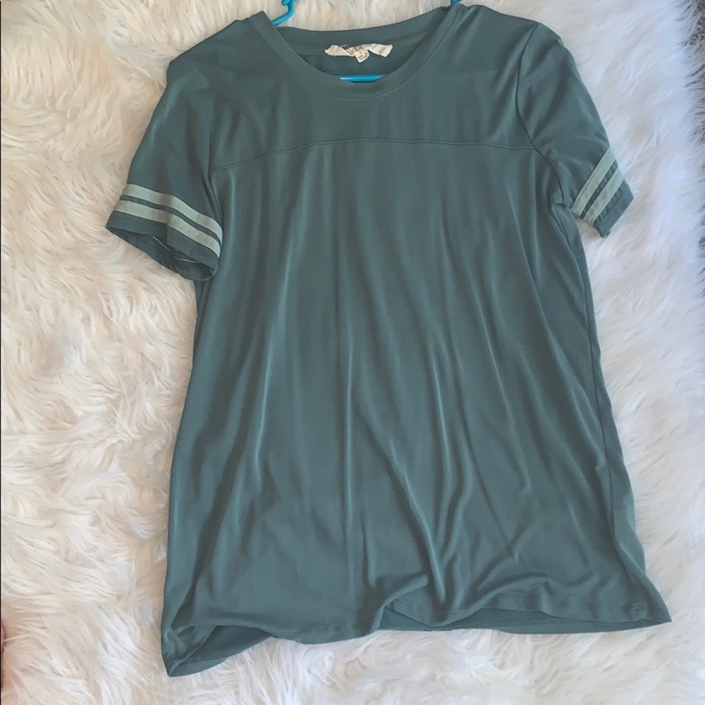 PINK ROSE top w athletic stripes